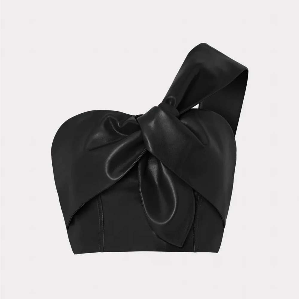 MILLY Vegan Leather One-Shoulder Top NWT Size P